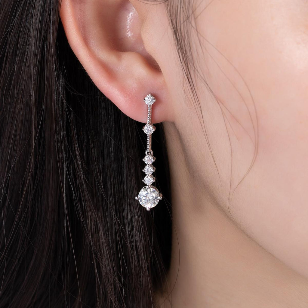 [COD] AnuJewelry E62 Moissanite Round Cut 1ct D Color 4 Prong 100% Legit Italy 925 Sterling Silver Drop Earring for Woman Eman Jewelry