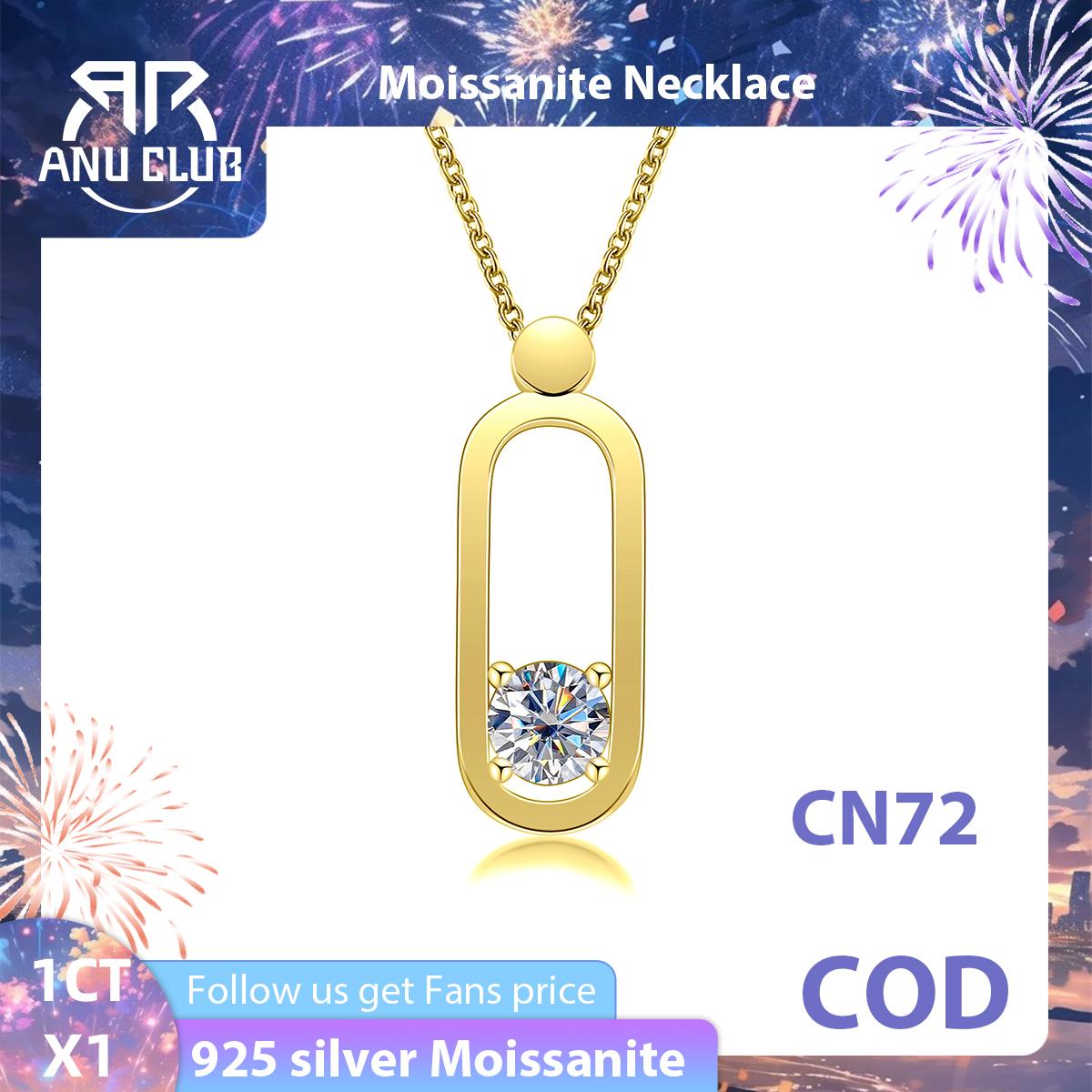 [COD] AnuJewelry CN72 Moissanite Necklace Paperclip Pendants for Woman Eman Jewelry  Lab Created Gift for Her GRA Certified 2 Cttw