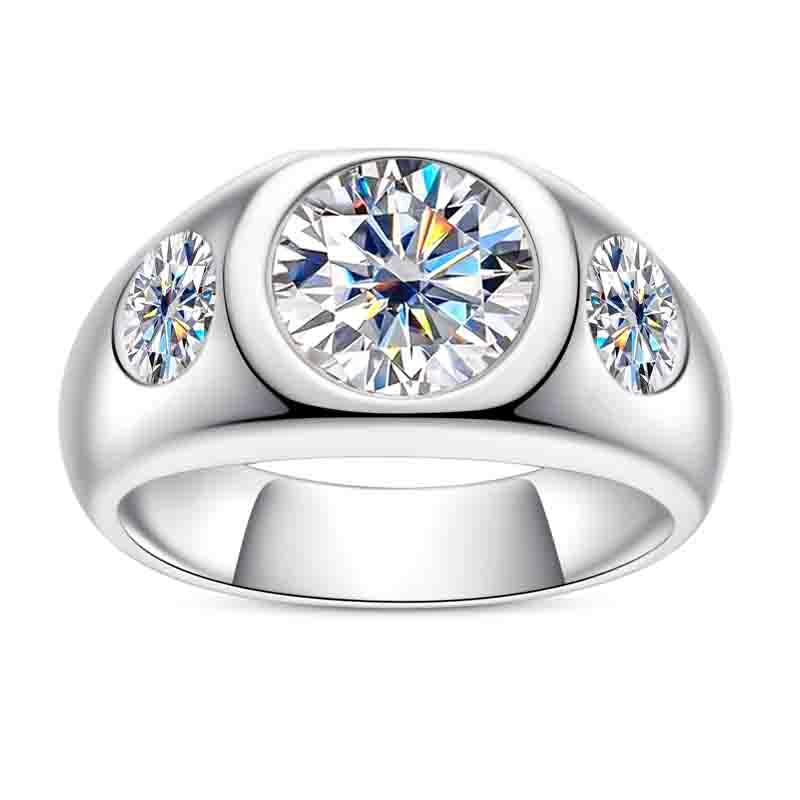 [COD] AnuJewelry R115 3cttw D Color Moissanite Men Ring 100% Legit Italy 925 Sterling Silver Plated Lab Created Gem Engagement Rings For Men