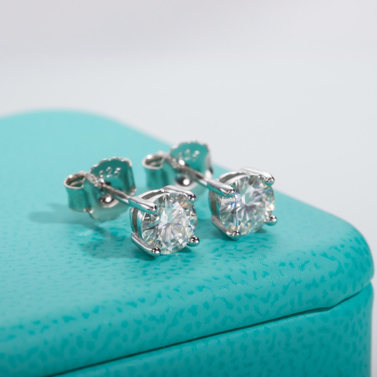 [COD] AnuJewelry E1 Moissanite Round Cut 4mm 0.3ct D Color 4 Prong 100% Legit Italy 925 Sterling Silver Stud Earring for Woman Eman Jewelry