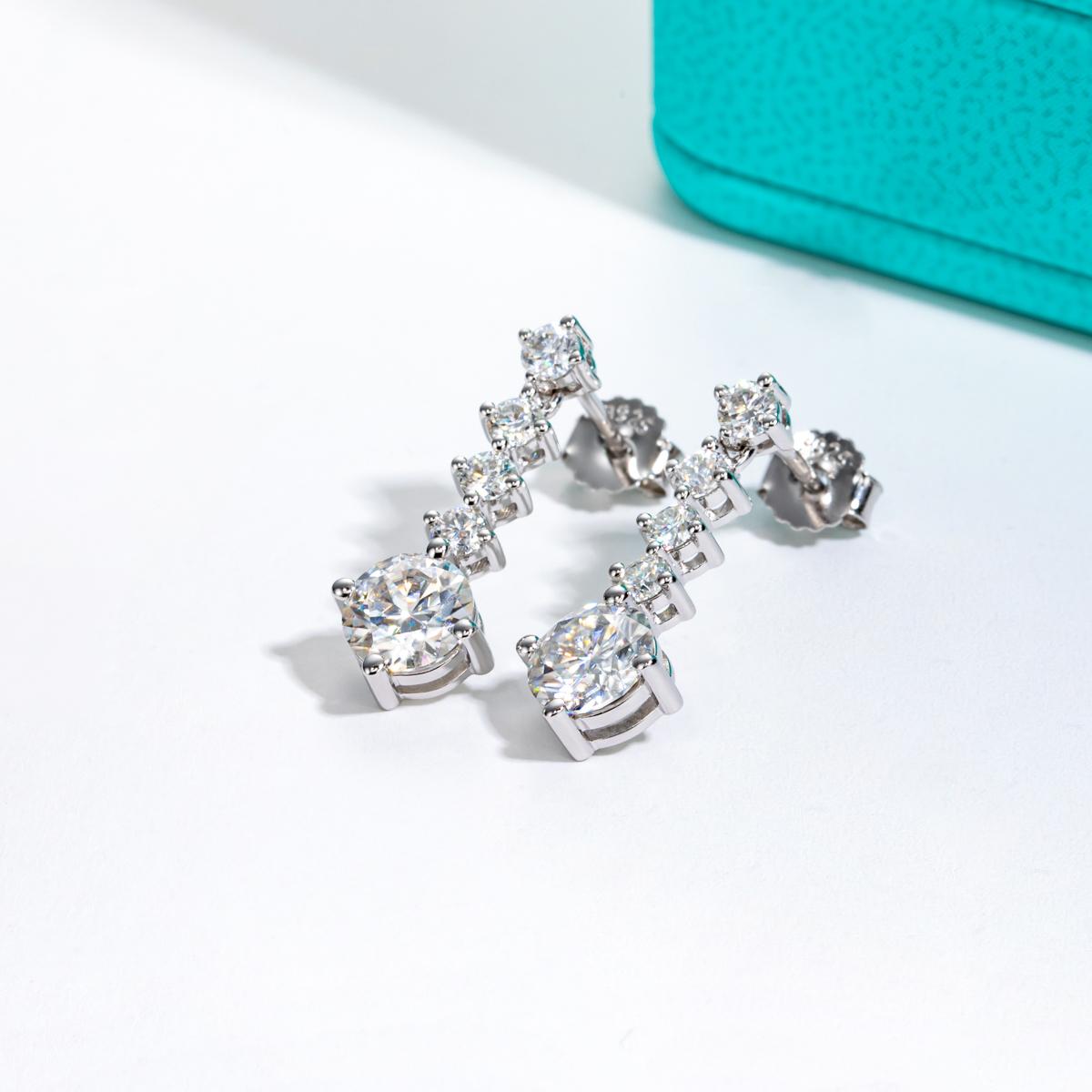 [COD] AnuJewelry E61 Moissanite Round Cut 1ct D Color 4 Prong 100% Legit Italy 925 Sterling Silver Drop Earring for Woman Eman Jewelry