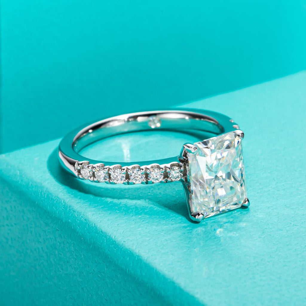 [COD] AnuJewelry R60 Moissanite Four Prong 100% Legit Italy 925 Sterling Silver Square Cut D Color 3CT Engagement Solitaire Ring For Woman Eman Jewelry