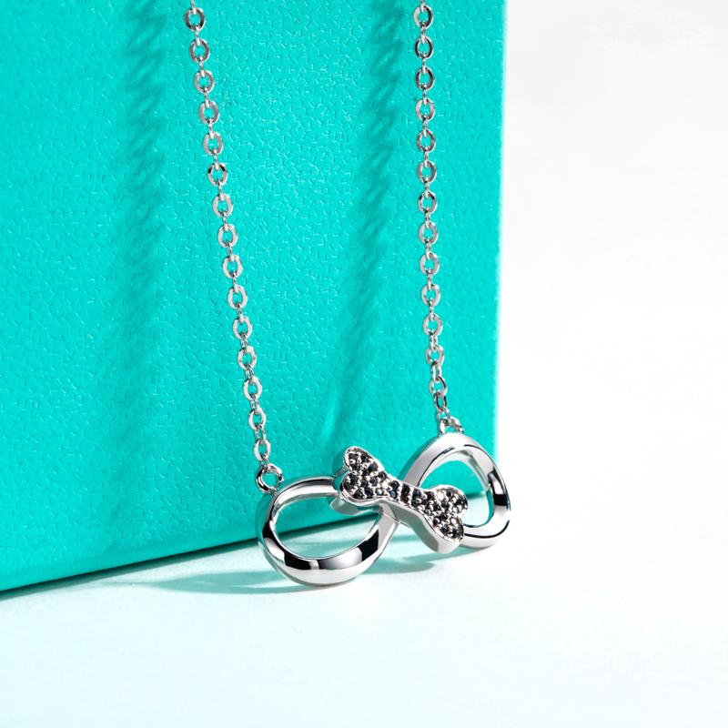 [COD] AnuJewelry P39  Moissanite Pendant Infinity Necklace D Color VVS1 925 Sterling Silver Bone Necklace 40+2+3cm Extended Chain