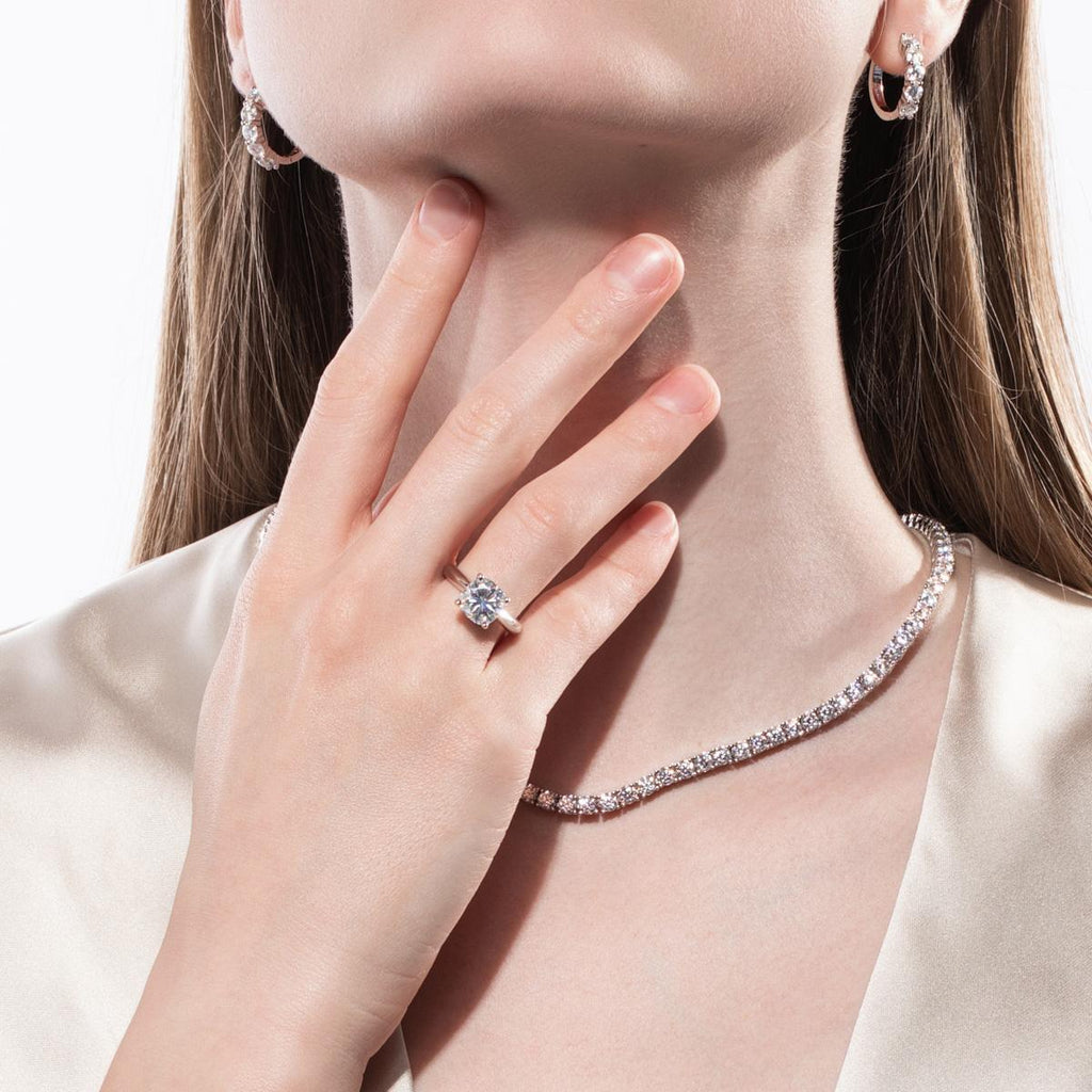 [COD] AnuJewelry R28 Moissanite Four Prong 100% Legit Italy 925 Sterling Silver Square Cut D Color 3.5CT Engagement Solitaire Ring For Woman Eman Jewelry