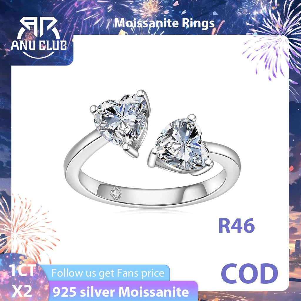 [COD] AnuJewelry R46 Moissanite 3 Prong 100% Legit Italy 925 Sterling Silver Heart Cut D Color 2CT Engagement Solitaire Ring For Woman Eman Jewelry