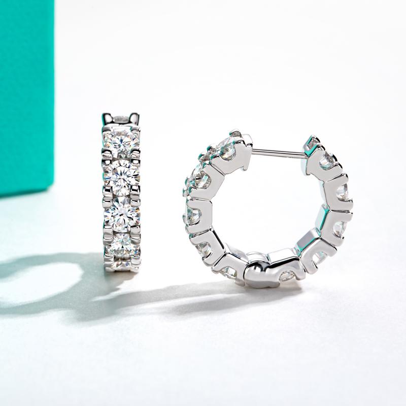 [COD] AnuJewelry E14 Moissanite Hoop Earrings 2.4cttw D Color VVS1 925 Sterling Silver 3mm Moissanite Huggie Earrings