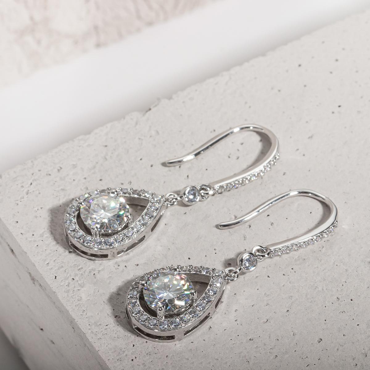 [COD] AnuJewelry E41 Moissanite Round Cut 1ct D Color 4 Prong 100% Legit Italy 925 Sterling Silver Drop Earring for Woman Eman Jewelry