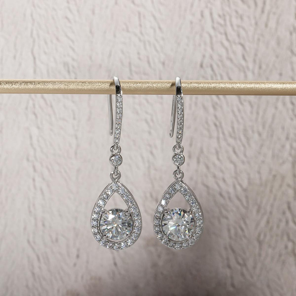 [COD] AnuJewelry E41 Moissanite Round Cut 1ct D Color 4 Prong 100% Legit Italy 925 Sterling Silver Drop Earring for Woman Eman Jewelry
