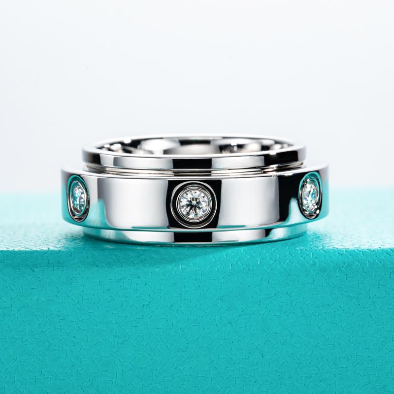[COD] AnuJewelry S149 Moissanite Gear Spinner Rings  2.5mm D Color VVS1 Moissanite Fidget Bands Eternity Rings for Woman Eman Jewelry