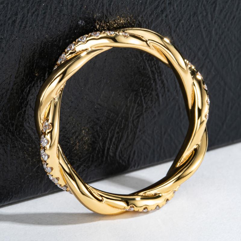 [COD] AnuJewelry CR15 Moissanite Rope Twisted Eternity Wedding Band Statement Ring for Woman Eman Jewelry GRA Certified 0.42 (0.015/28) Cttw Gift for Her