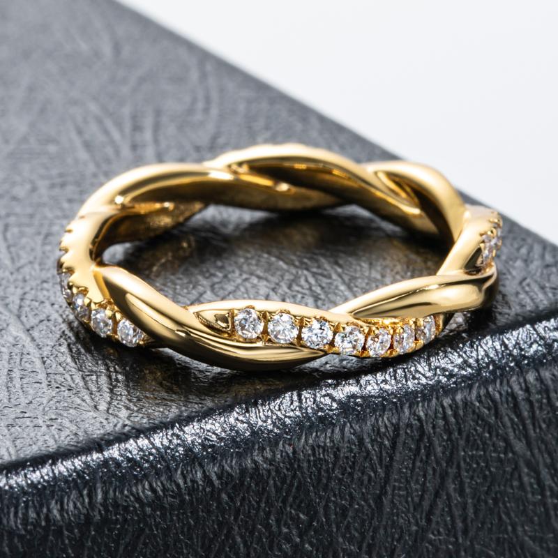 [COD] AnuJewelry CR15 Moissanite Rope Twisted Eternity Wedding Band Statement Ring for Woman Eman Jewelry GRA Certified 0.42 (0.015/28) Cttw Gift for Her