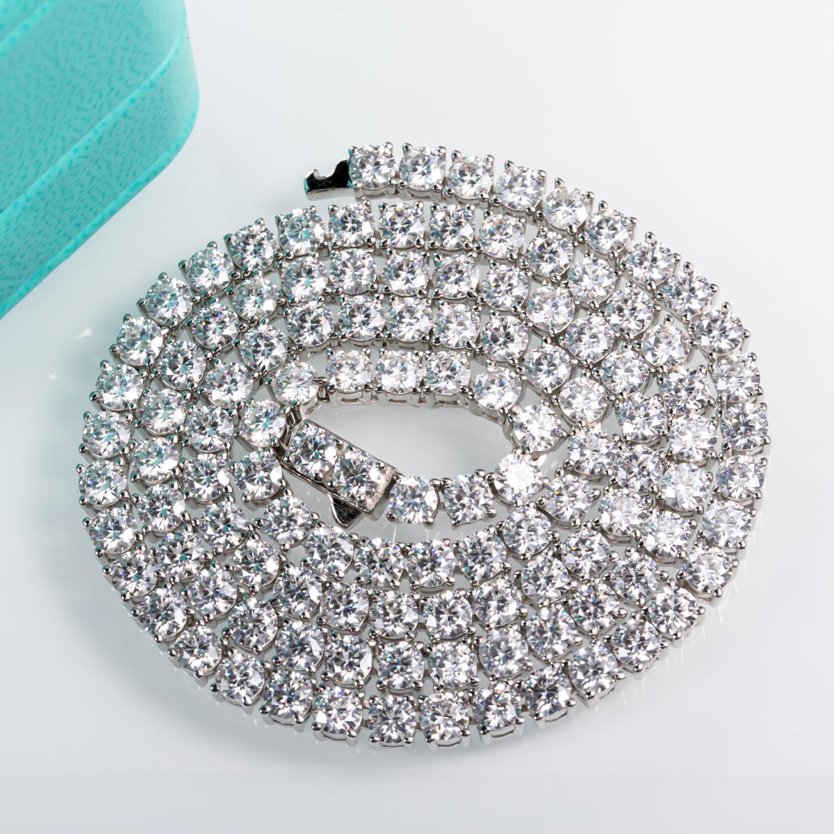 [COD] AnuJewelry PD1 4mm D Color Moissanite  Tennis Necklace Plated 100% Legit Italy 925 Sterling Silver Necklace Customs Jewelry Woman Eman Jewelry [COD] AnuJewelryclub [COD] AnuJewelry Jewelry EMAN