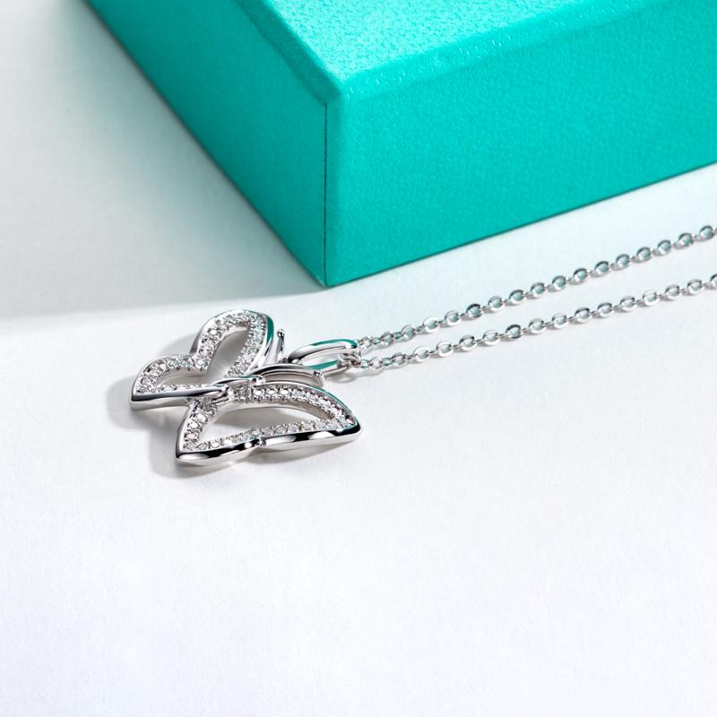 [COD] AnuJewelry P32  Moissanite Pendant Butterfly Necklace D Color VVS1 925 Sterling Silver Butterfly Pendant Necklace Adjustable Chain
