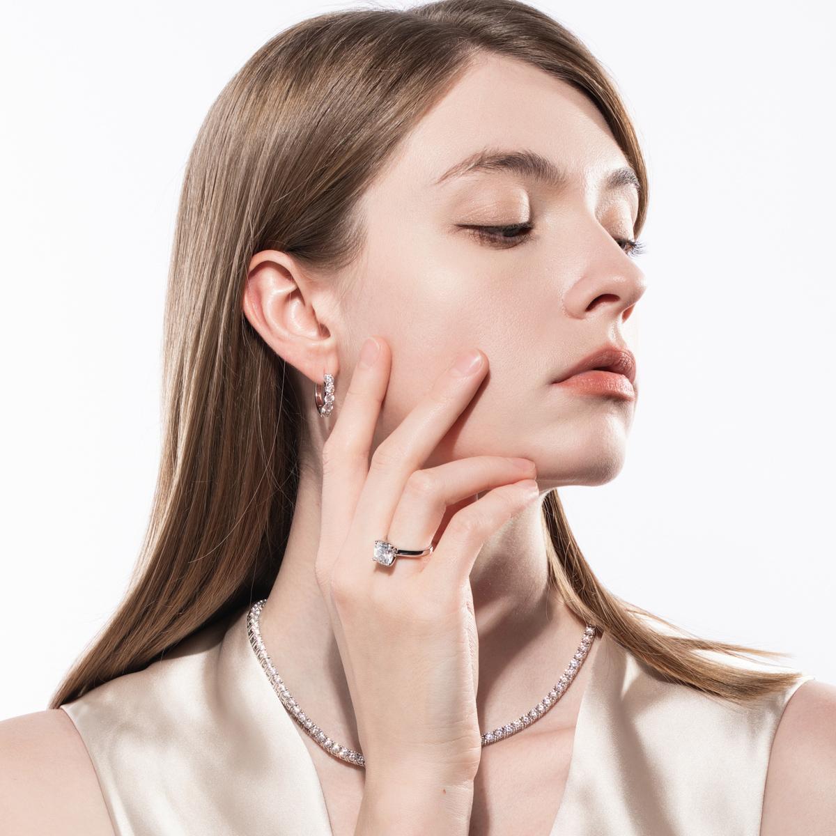 [COD] AnuJewelry R28 Moissanite Four Prong 100% Legit Italy 925 Sterling Silver Square Cut D Color 3.5CT Engagement Solitaire Ring For Woman Eman Jewelry