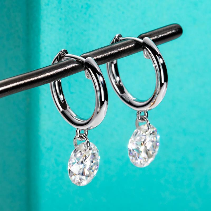 [COD] AnuJewelry E06 Moissanite Earrings Dangle Earring 4CTTW D Color VVS1 925 Sterling Silver Moissanite Drop Hoop Earring