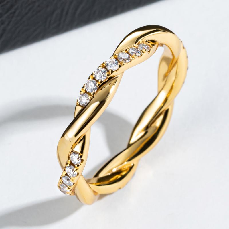 [COD] AnuJewelry CR15 Moissanite Rope Twisted Eternity Wedding Band Statement Ring for Woman Eman Jewelry GRA Certified 0.42 (0.015/28) Cttw Gift for Her