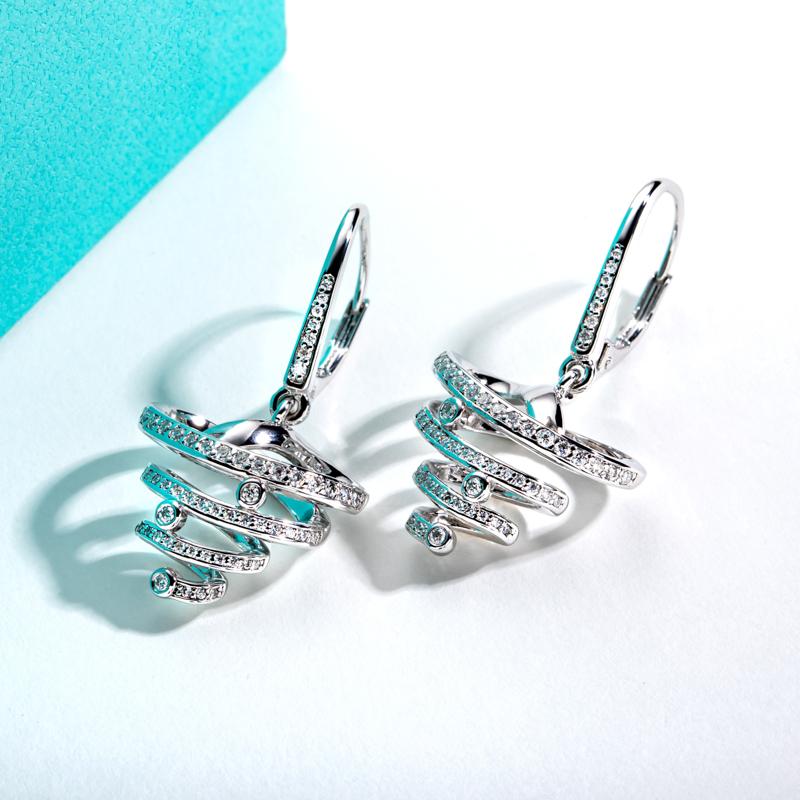 [COD] AnuJewelry R02  Moissanite Earrings Heart Dangle Earring D Color VVS1 925 Sterling Silver Love Tornado Drop Earring