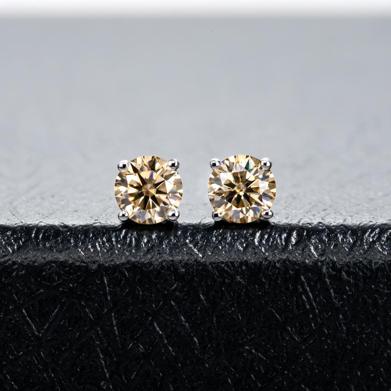 [COD] AnuJewelry E28 Moissanite Round Cut 4mm 0.3ct D Color 4 Prong 100% Legit Italy 925 Sterling Silver Stud Earring for Woman Eman Jewelry