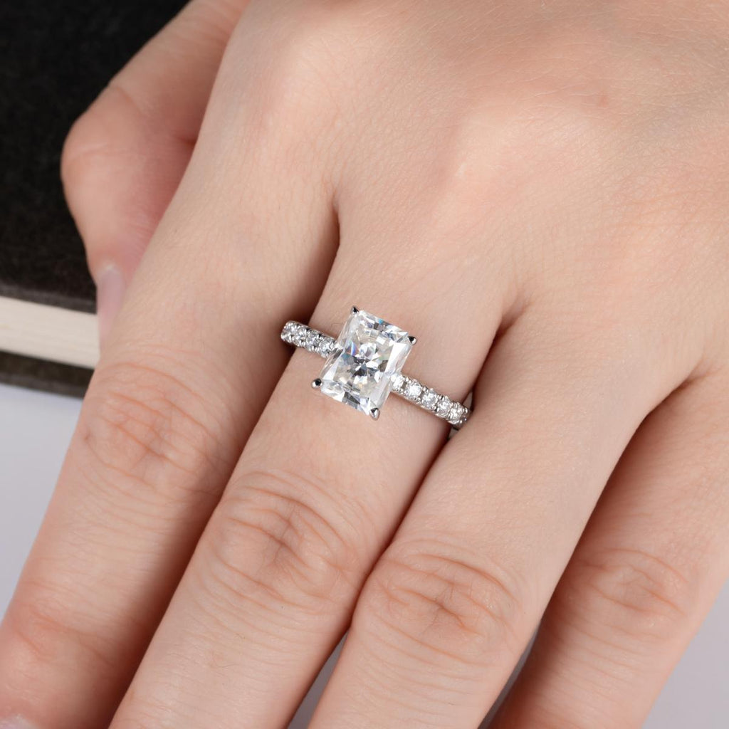 [COD] AnuJewelry R60 Moissanite Four Prong 100% Legit Italy 925 Sterling Silver Square Cut D Color 3CT Engagement Solitaire Ring For Woman Eman Jewelry