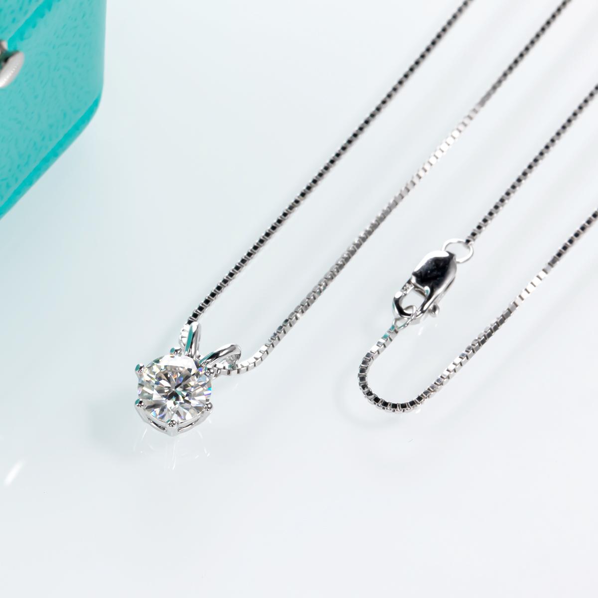 [COD] AnuJewelry P84 Moissanite Round Cut Moissanite 6.5mm 1ct D Color 45cm Chain 100% Legit Italy 925 Sterling Silver Pendant Necklaces Bubble Necklace for Woman Eman Jewelry