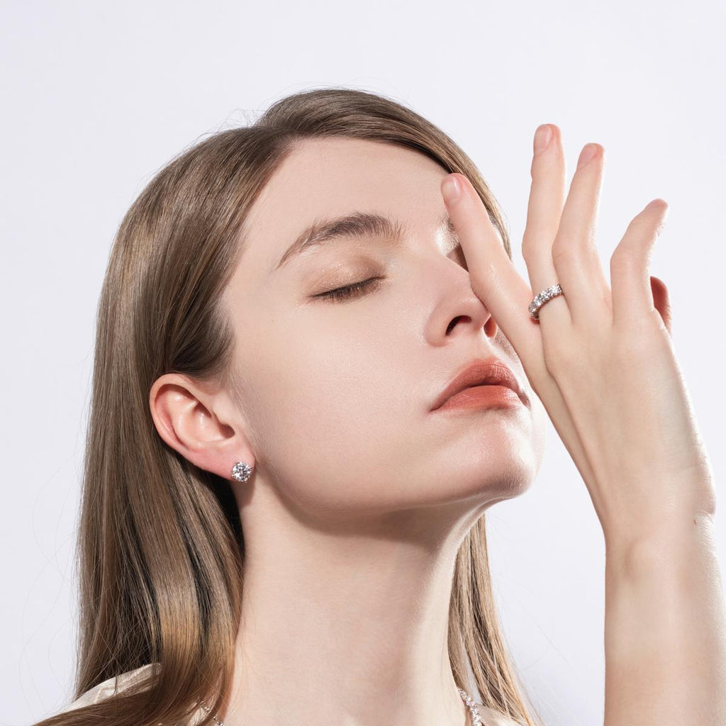 [COD] AnuJewelry 2/1.5/1/0.8/0.3ct Total Moissanite Stud Earrings Anti-allergy 925 Sterling Silver Earrings Jewelry Woman Eman Jewelry