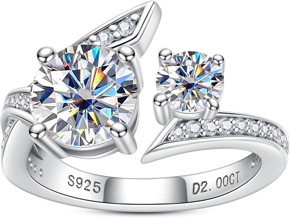 [COD] AnuJewelry R10 S925 Moissanite 8.0mm Double Head Open Ring Fashion Accessories EMAN Giving Gifts