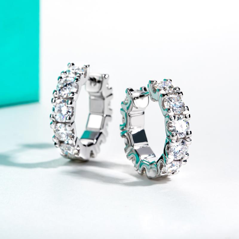 [COD] AnuJewelry E14 Moissanite Hoop Earrings 2.4cttw D Color VVS1 925 Sterling Silver 3mm Moissanite Huggie Earrings