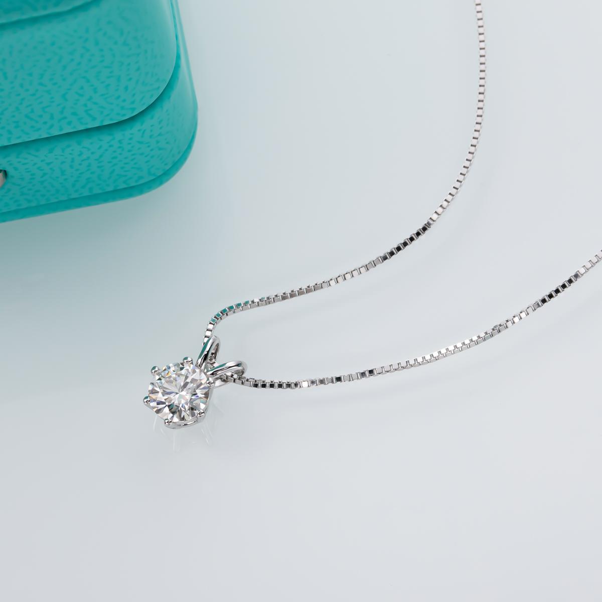 [COD] AnuJewelry P84 Moissanite Round Cut Moissanite 6.5mm 1ct D Color 45cm Chain 100% Legit Italy 925 Sterling Silver Pendant Necklaces Bubble Necklace for Woman Eman Jewelry