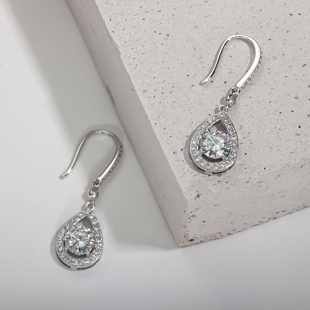 [COD] AnuJewelry E41 Moissanite Round Cut 1ct D Color 4 Prong 100% Legit Italy 925 Sterling Silver Drop Earring for Woman Eman Jewelry