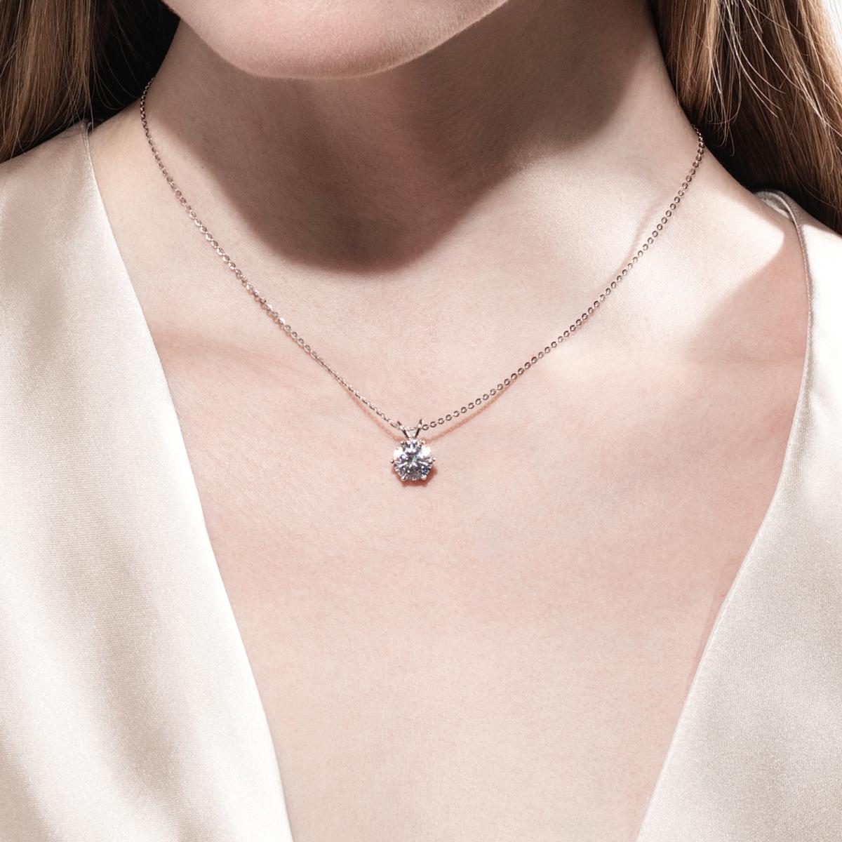 [COD] AnuJewelry P84 Moissanite Round Cut Moissanite 6.5mm 1ct D Color 45cm Chain 100% Legit Italy 925 Sterling Silver Pendant Necklaces Bubble Necklace for Woman Eman Jewelry