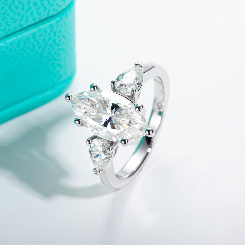 [COD] AnuJewelry R68 Moissanite Six Prong 100% Legit Italy 925 Sterling Silver Marquise Cut D Color 4CT Engagement Solitaire Ring For Woman Eman Jewelry