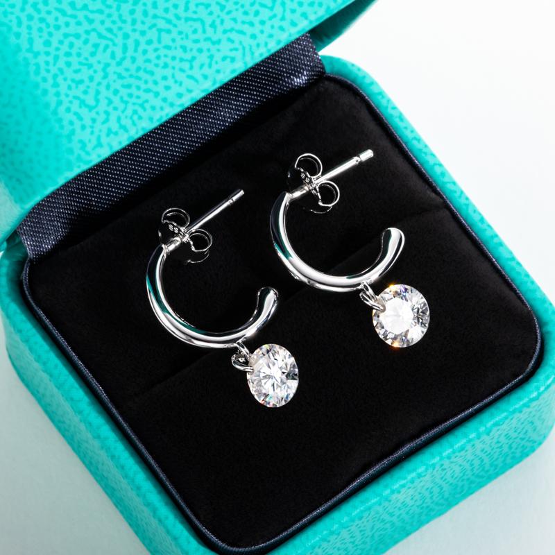 [COD] AnuJewelry R04 Moissanite Dangle Earrings Drop Earring 2CTTW D Color VVS1 925 Sterling Silver Moissanite Earring