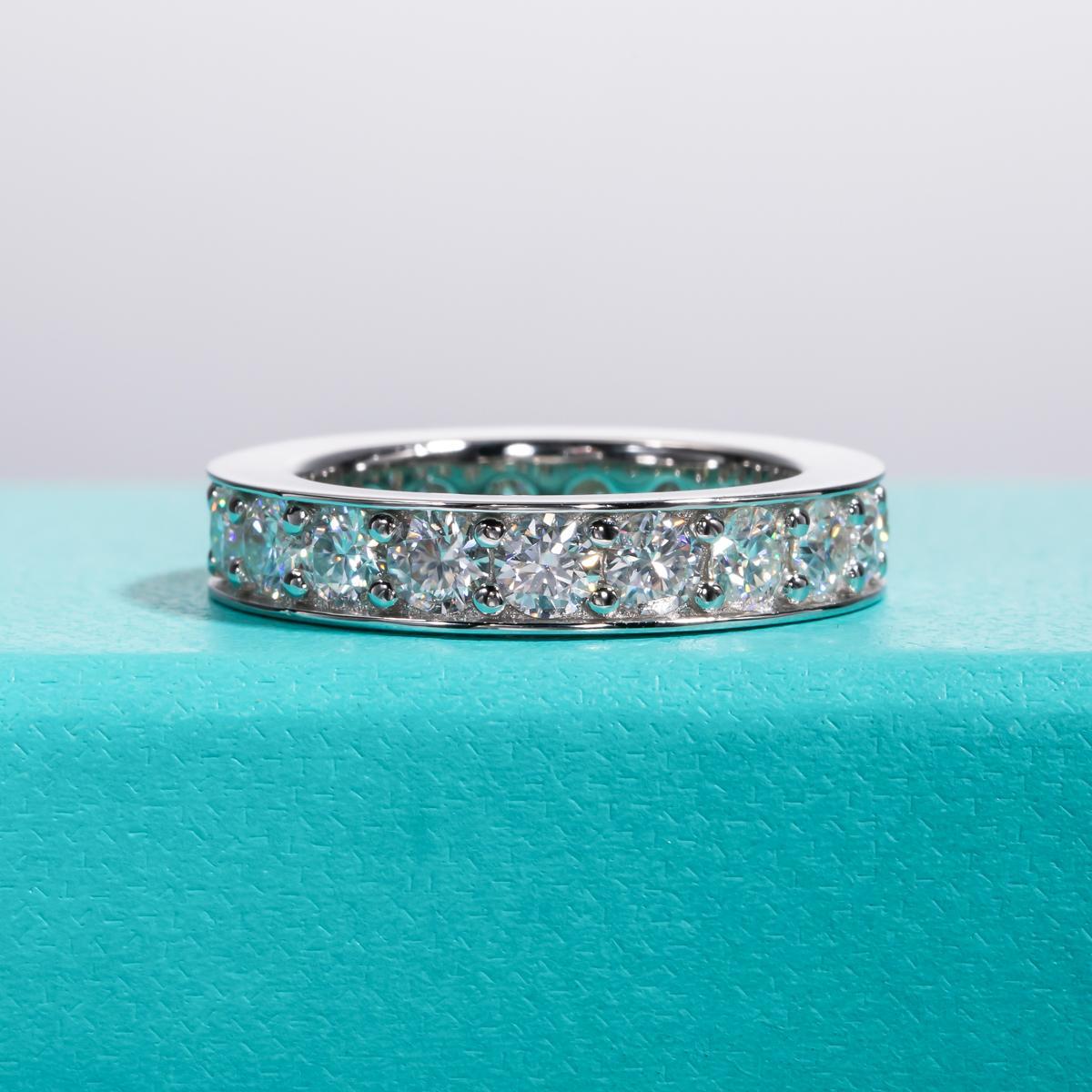 [COD] AnuJewelry Couple Ring Moissanite Bezel setting 100% Legit Italy 925 Sterling Silver Round Cut D Color 2.1CT Eternity Band Ring For Woman Eman Jewelry