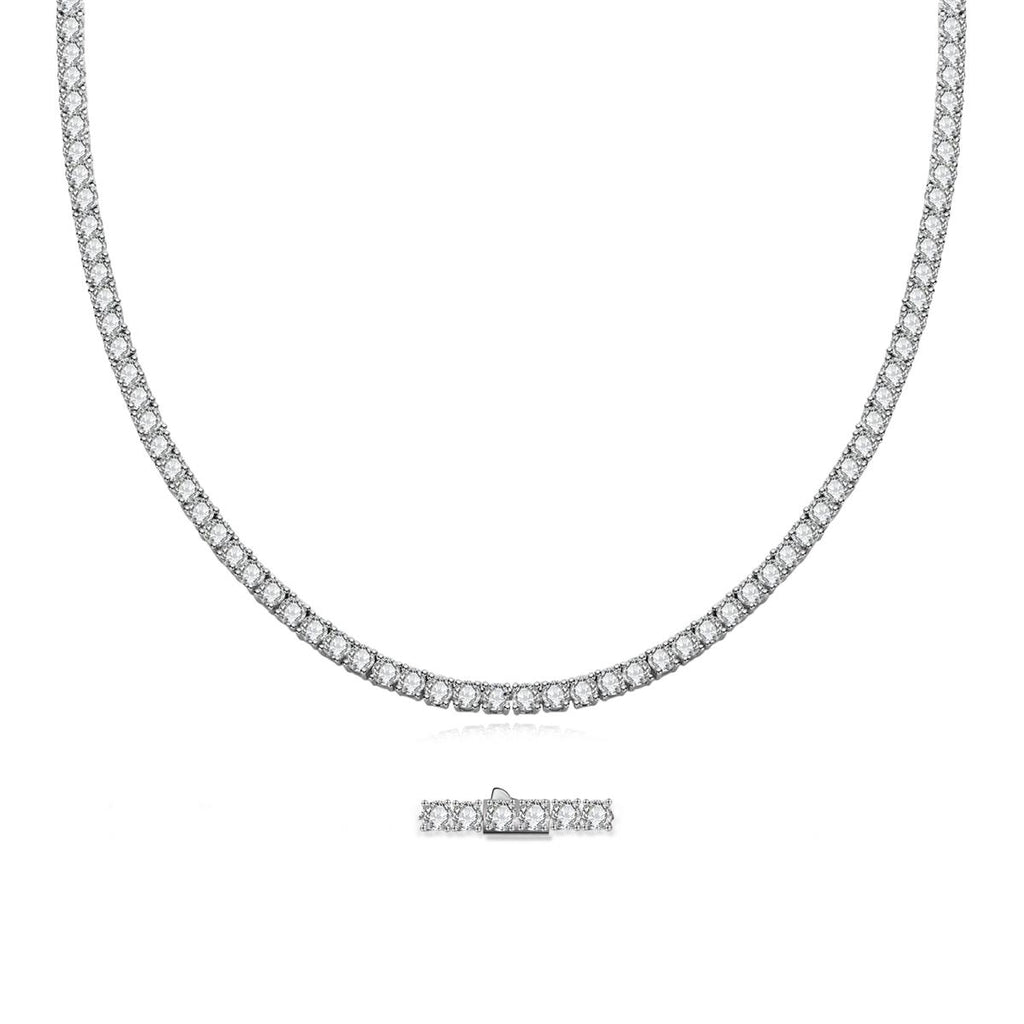 [COD] AnuJewelry PD1 4mm D Color Moissanite  Tennis Necklace Plated 100% Legit Italy 925 Sterling Silver Necklace Customs Jewelry Woman Eman Jewelry [COD] AnuJewelryclub [COD] AnuJewelry Jewelry EMAN