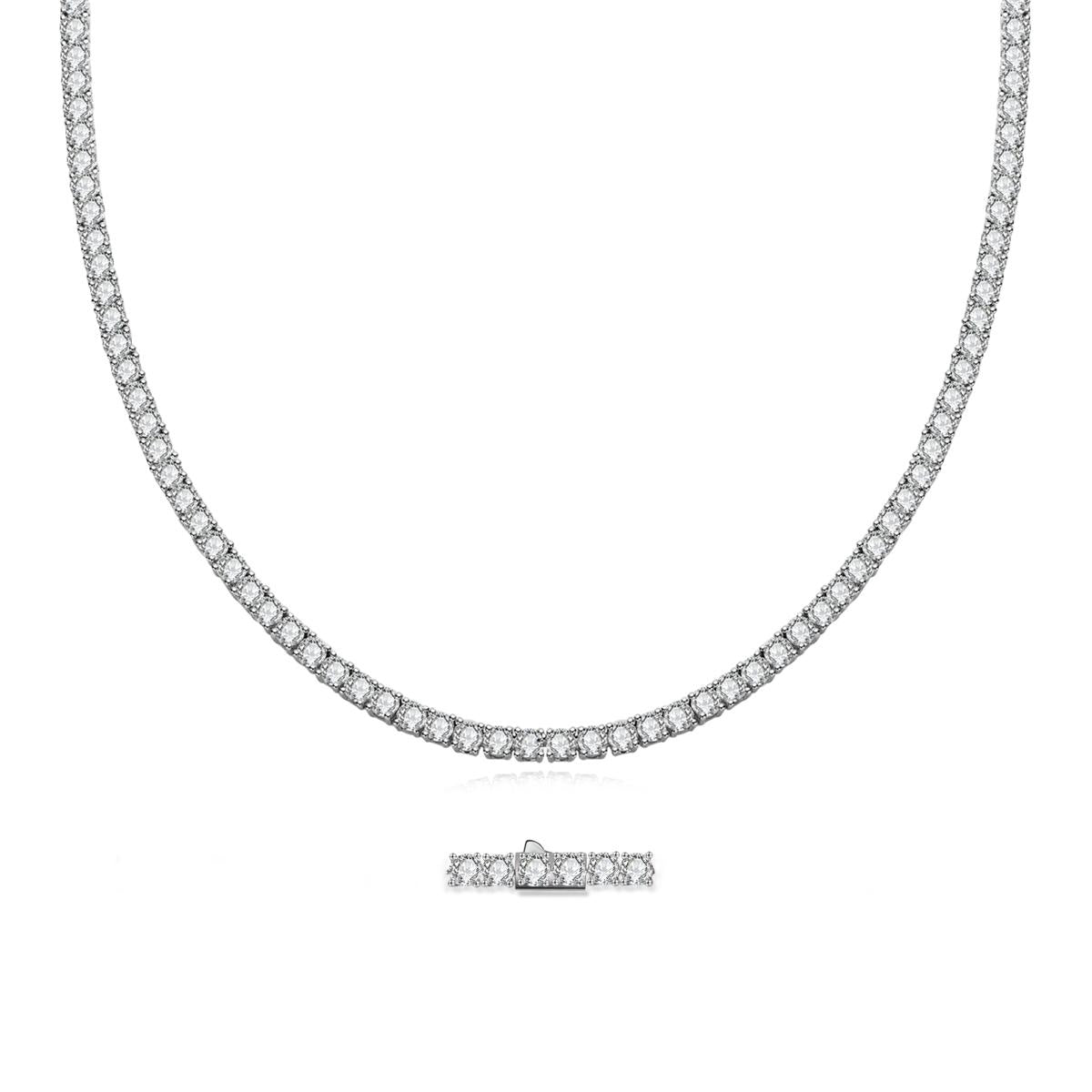 [COD] AnuJewelry PD1 4mm D Color Moissanite  Tennis Necklace Plated 100% Legit Italy 925 Sterling Silver Necklace Customs Jewelry Woman Eman Jewelry [COD] AnuJewelryclub [COD] AnuJewelry Jewelry EMAN