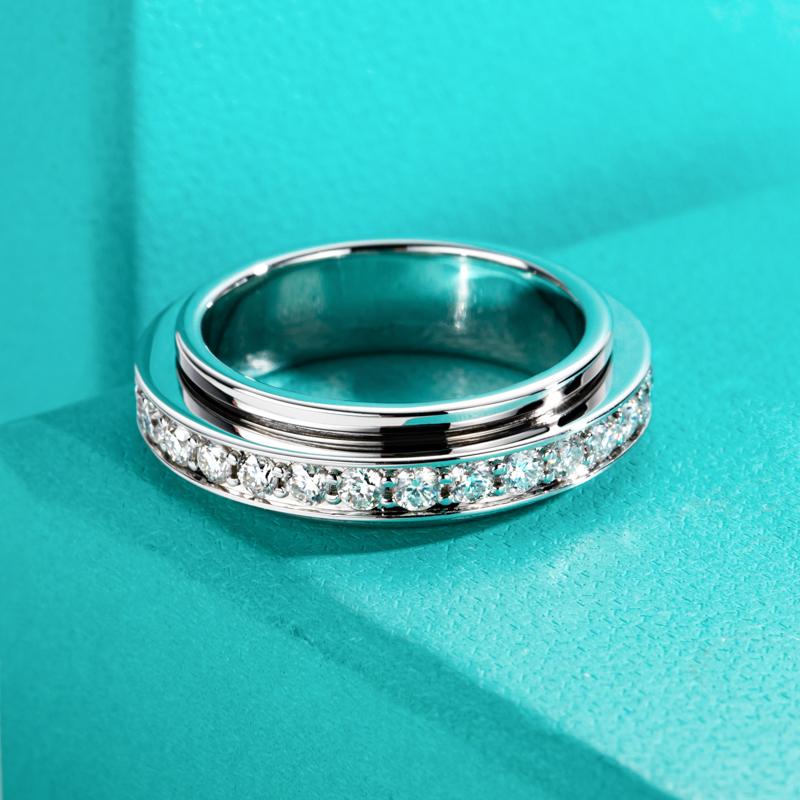 [COD] AnuJewelry S150 Moissanite Spinner Eternity Band Rings Plated Fidget Spinners Wedding Band Ring Unzip Jewelry Gifts Woman Eman Jewelry