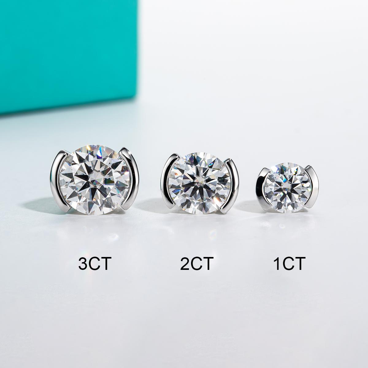 [COD] AnuJewelry E52 Moissanite Round Cut 1ct/2ct/3ct D Color Bezel setting 100% Legit Italy 925 Sterling Silver Stud Earring for Woman Eman Jewelryv