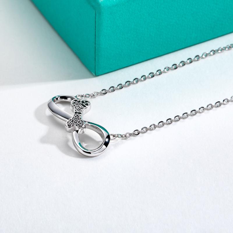 [COD] AnuJewelry P39  Moissanite Pendant Infinity Necklace D Color VVS1 925 Sterling Silver Bone Necklace 40+2+3cm Extended Chain