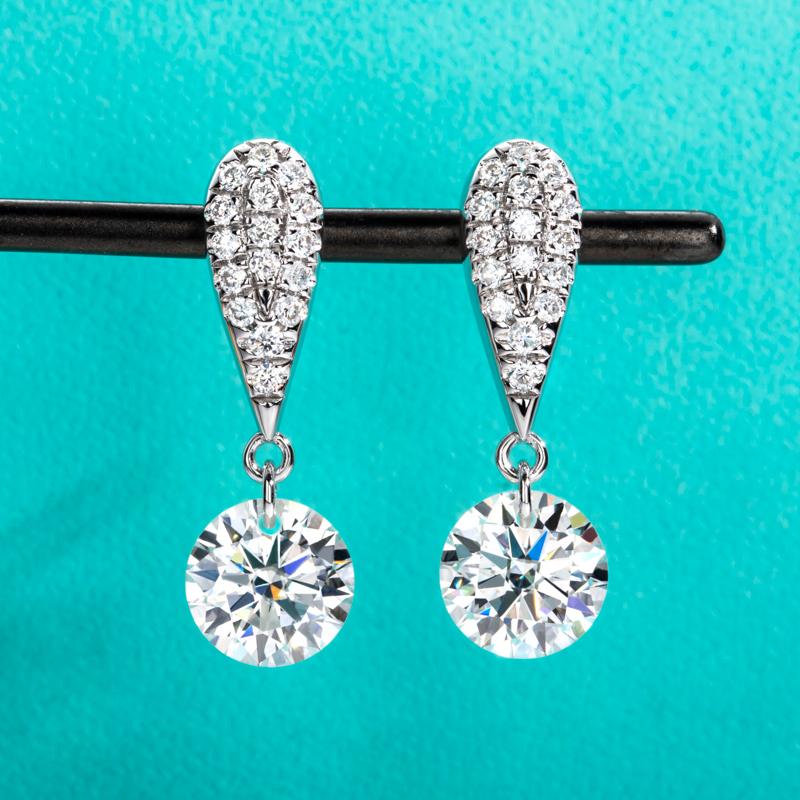 [COD] AnuJewelry E29  Moissanite Earrings Dangle Earring 6.56CTTW(3CT Center Stone) D Color VVS1 925 Sterling Silver Moissanite Drop Earring