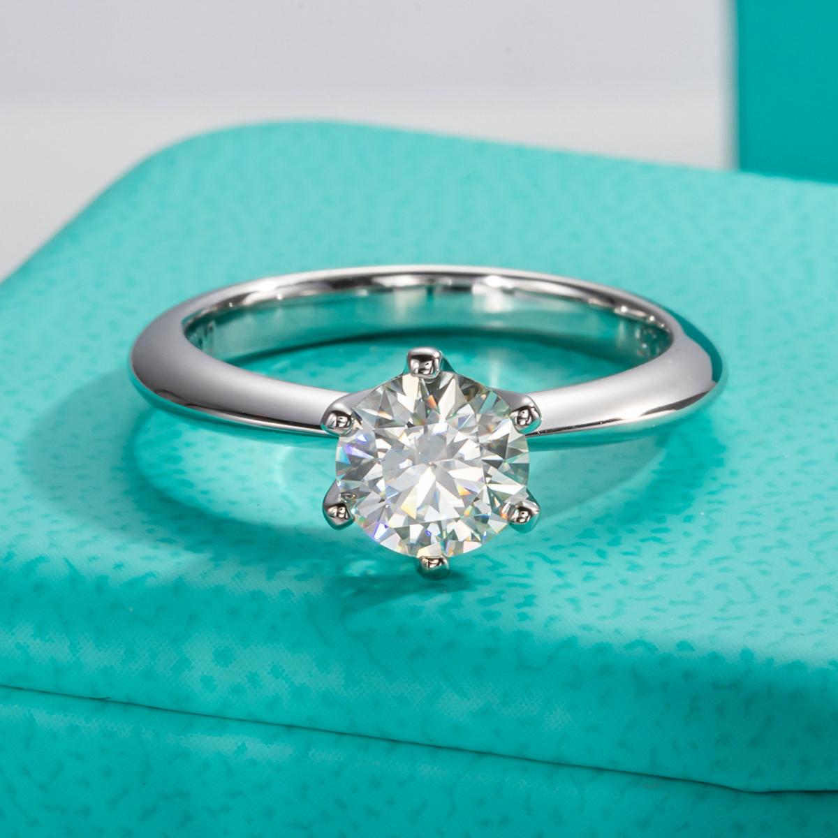 [COD] AnuJewelry R40 Moissanite Six Prong 100% Legit Italy 925 Sterling Silver Round Cut D Color 0.5/1/3CT Engagement Solitaire Ring For Woman Eman Jewelry