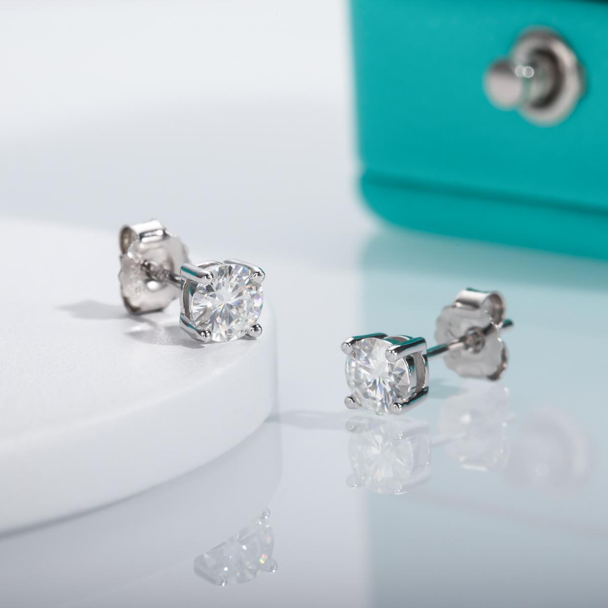 [COD] AnuJewelry E1 Moissanite Round Cut 4mm 0.3ct D Color 4 Prong 100% Legit Italy 925 Sterling Silver Stud Earring for Woman Eman Jewelry
