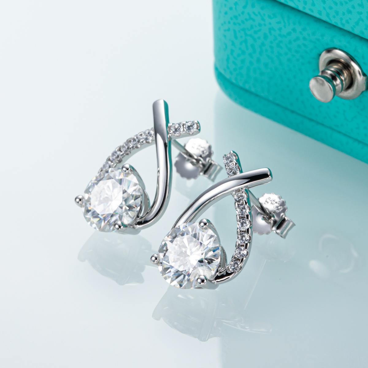 [COD] AnuJewelry E46 Moissanite Round Cut 2ct D Color 3 Prong 100% Legit Italy 925 Sterling Silver Stud Earring for Woman Eman Jewelry