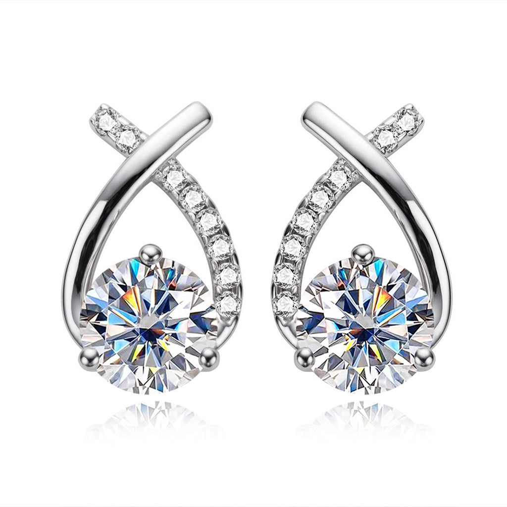 [COD] AnuJewelry E46 Moissanite Round Cut 2ct D Color 3 Prong 100% Legit Italy 925 Sterling Silver Stud Earring for Woman Eman Jewelry