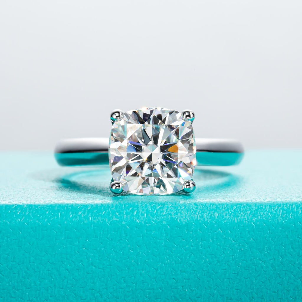 [COD] AnuJewelry R28 Moissanite Four Prong 100% Legit Italy 925 Sterling Silver Square Cut D Color 3.5CT Engagement Solitaire Ring For Woman Eman Jewelry