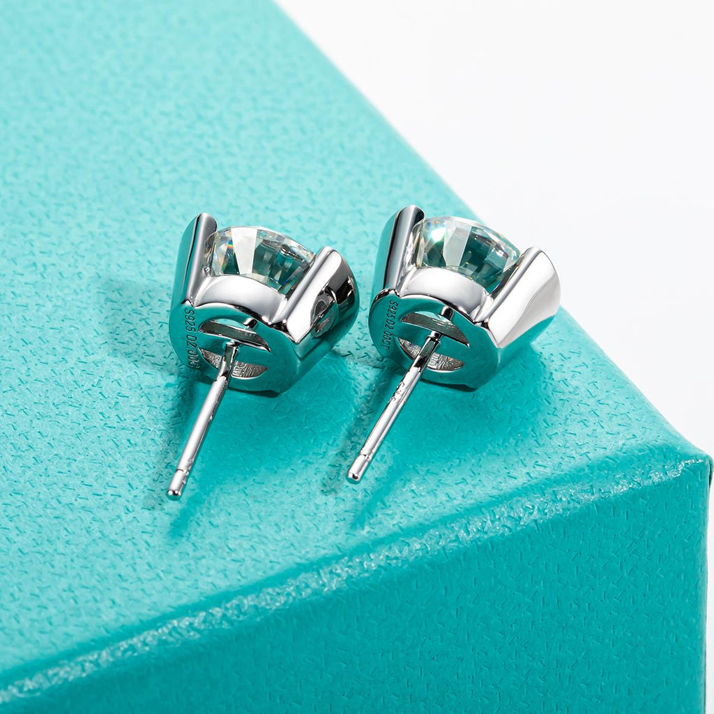 [COD] AnuJewelry E52 Moissanite Round Cut 1ct/2ct/3ct D Color Bezel setting 100% Legit Italy 925 Sterling Silver Stud Earring for Woman Eman Jewelryv