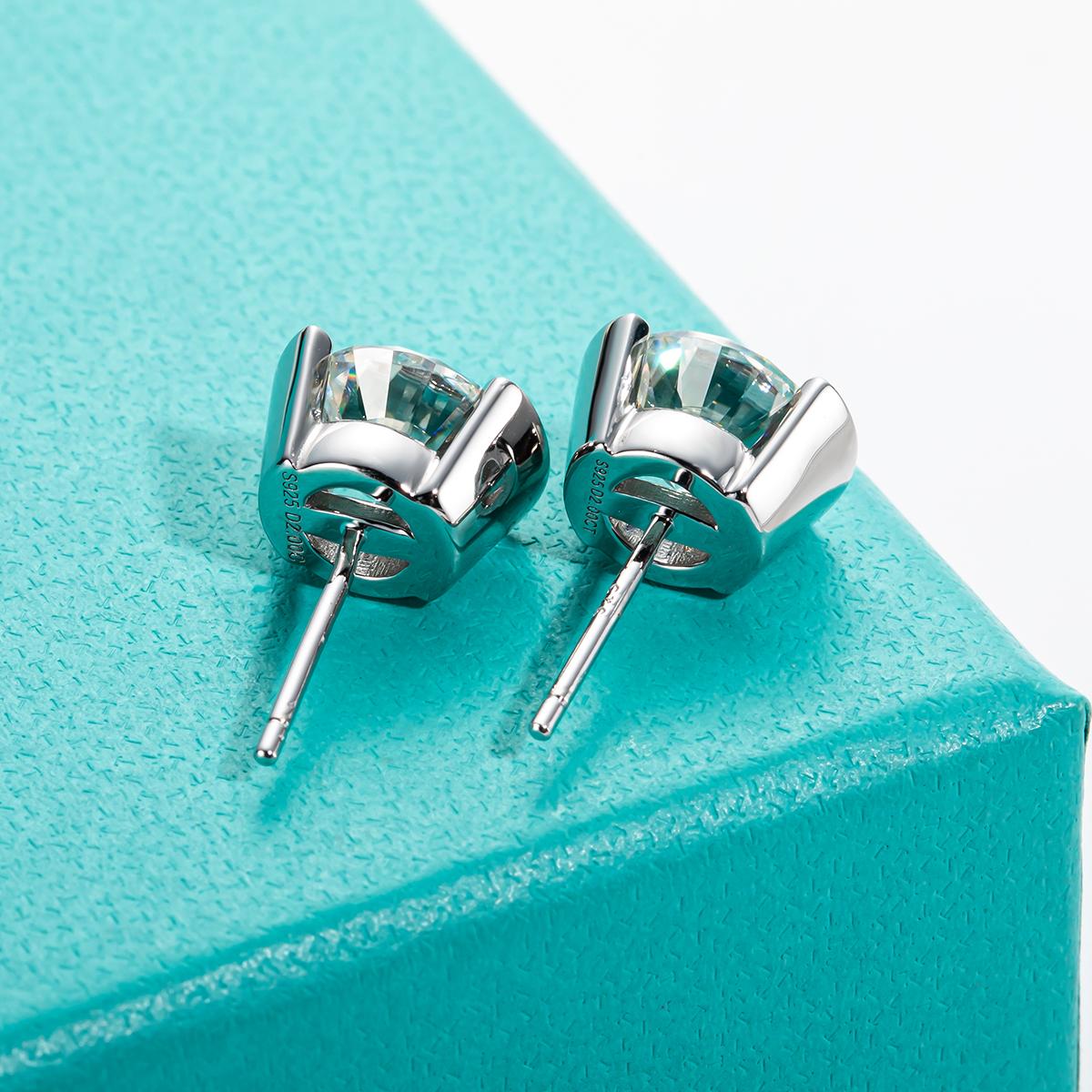 [COD] AnuJewelry E52 Moissanite Round Cut 1ct/2ct/3ct D Color Bezel setting 100% Legit Italy 925 Sterling Silver Stud Earring for Woman Eman Jewelryv