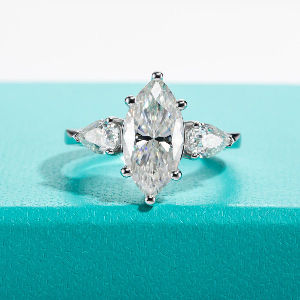 [COD] AnuJewelry R68 Moissanite Six Prong 100% Legit Italy 925 Sterling Silver Marquise Cut D Color 4CT Engagement Solitaire Ring For Woman Eman Jewelry