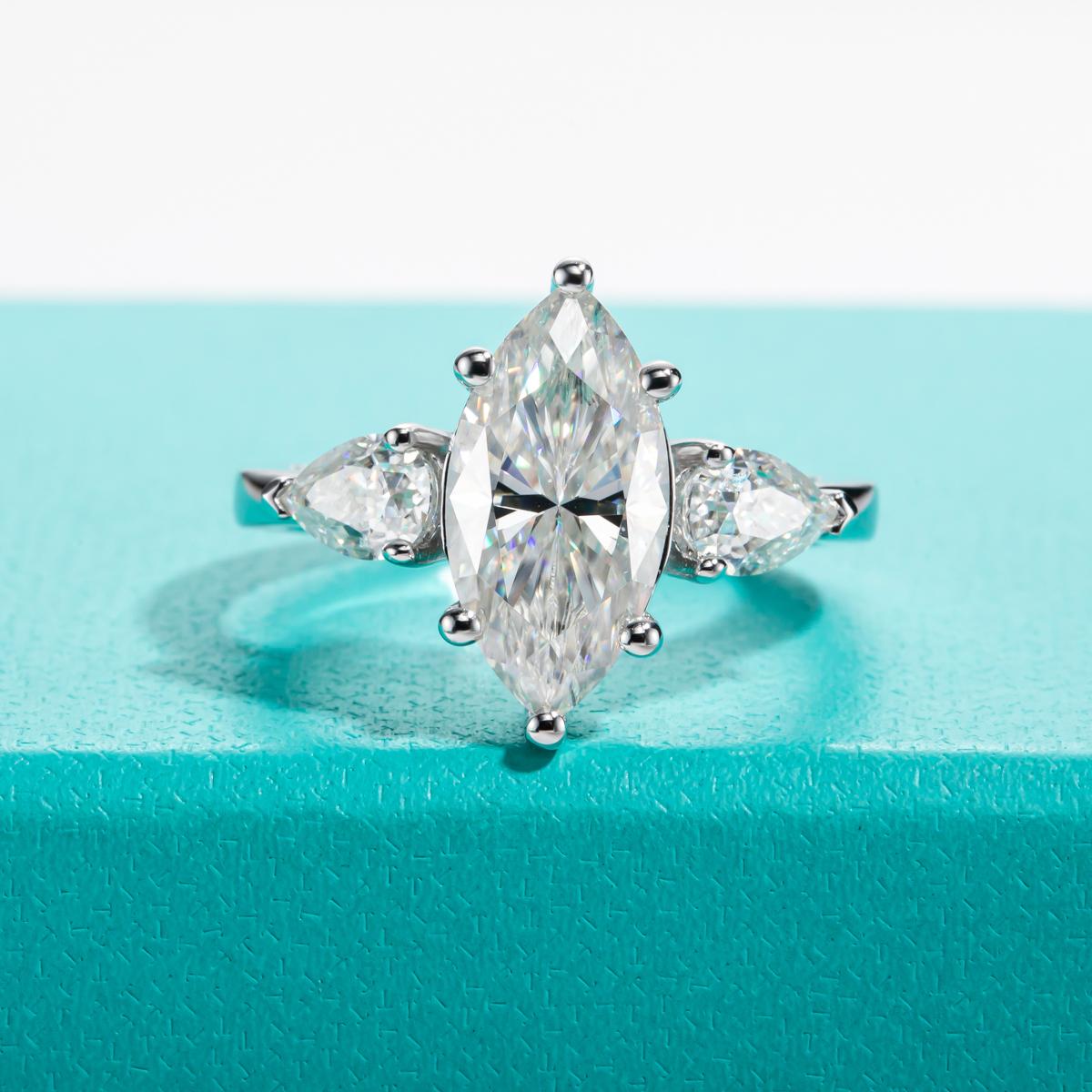 [COD] AnuJewelry R68 Moissanite Six Prong 100% Legit Italy 925 Sterling Silver Marquise Cut D Color 4CT Engagement Solitaire Ring For Woman Eman Jewelry