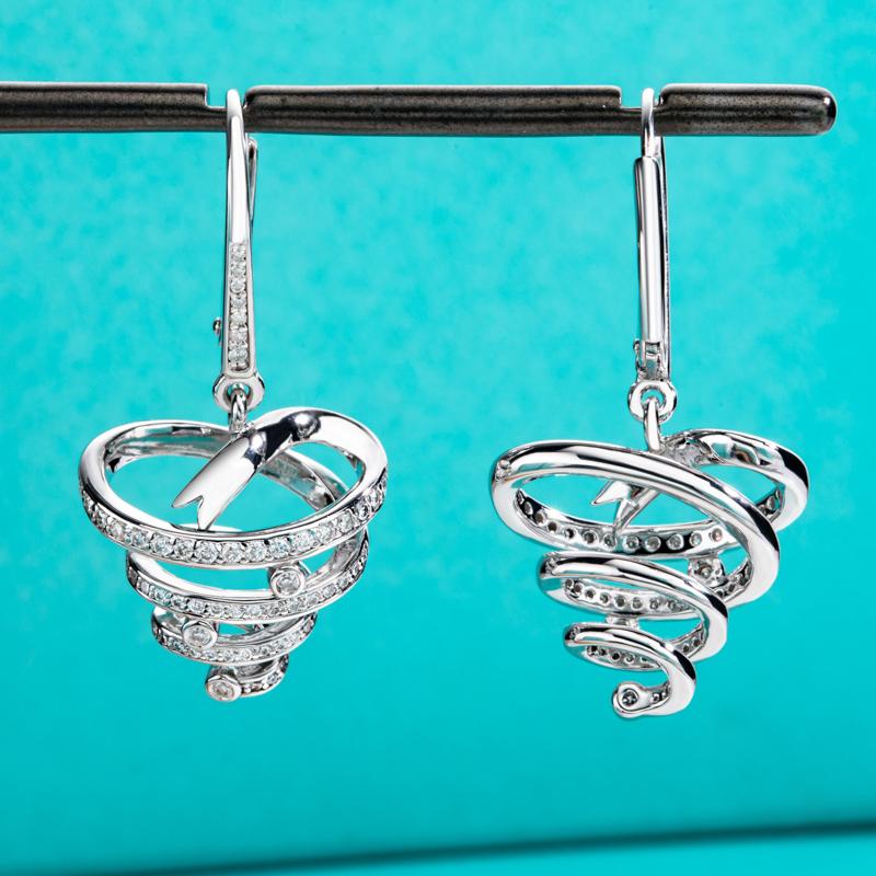 [COD] AnuJewelry R02  Moissanite Earrings Heart Dangle Earring D Color VVS1 925 Sterling Silver Love Tornado Drop Earring
