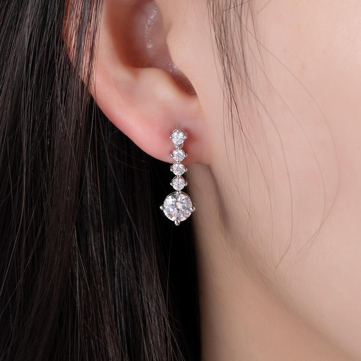 [COD] AnuJewelry E61 Moissanite Round Cut 1ct D Color 4 Prong 100% Legit Italy 925 Sterling Silver Drop Earring for Woman Eman Jewelry